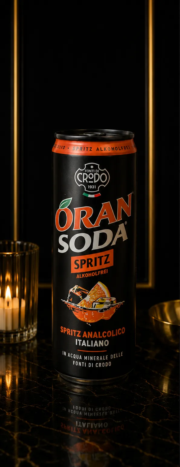 Crodo OranSoda Spritz – Włoski Bezalkoholowy Aperitif z Chininą i Pomarańczą – 330 ml_col1_part1