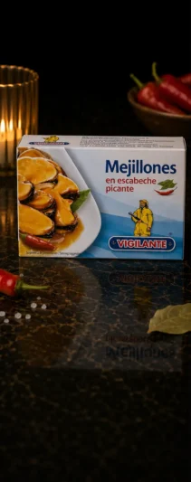 Mejillones en Escabeche Picante Vigilante – Małże w pikantnej zalewie – 115 g_col1_part1