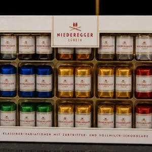 Niederegger Lübeck – Duży Zestaw Marcepanowych Pralinek w Gorzkiej i Mlecznej Czekoladzie, 7 smaków – 375 g_col1_part1