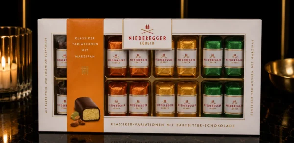 Niederegger Lübeck – Zestaw Marcepanowych Pralinek w Gorzkiej Czekoladzie, 4 smaki – 200 g_col1_part1