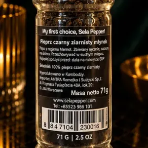 Sela Pepper – czarny pieprz ziarnisty z Kambodży z młynkiem 71 g